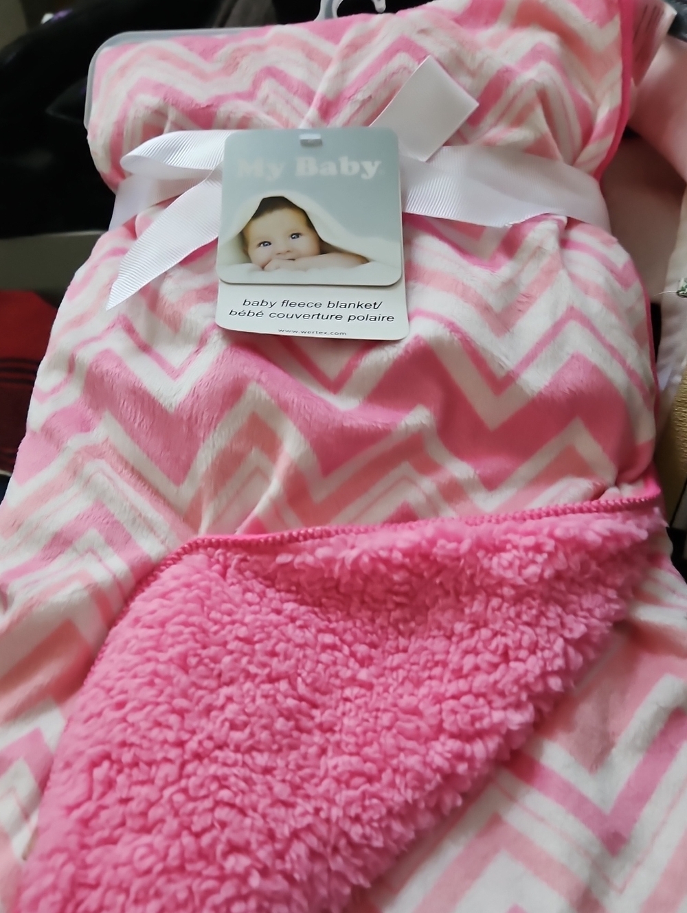 My Baby Fleece Chevron Girl Pink Baby Blanket